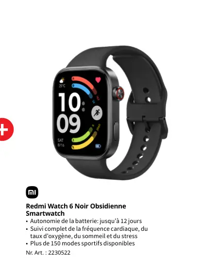 Offre: Redmi Watch 6 Noir Obsidienne Smartwatch
