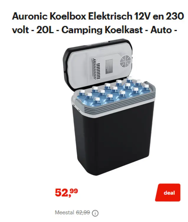Aanbieding: Koelbox Elektrisch 12V en 230 volt - 20L - Camping koelkast 