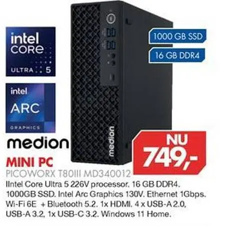 Aanbieding: Medion Mini PC Picoworx T80III MD340012