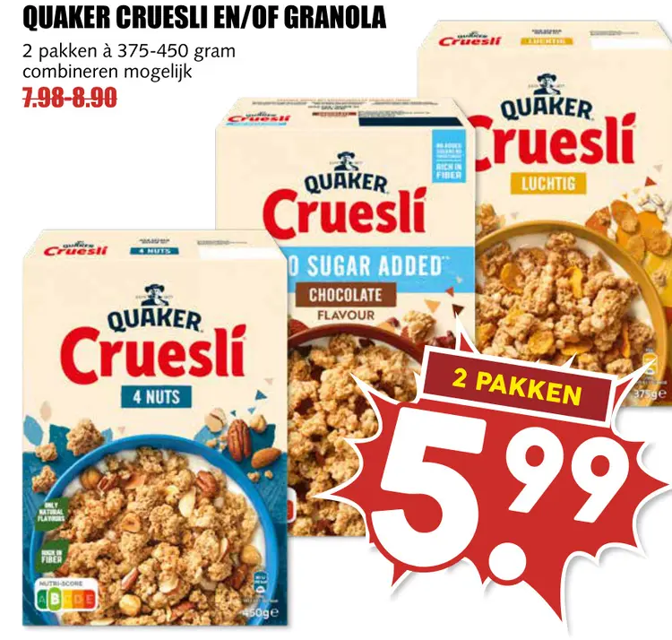 Aanbieding: Cruesli en/of granola