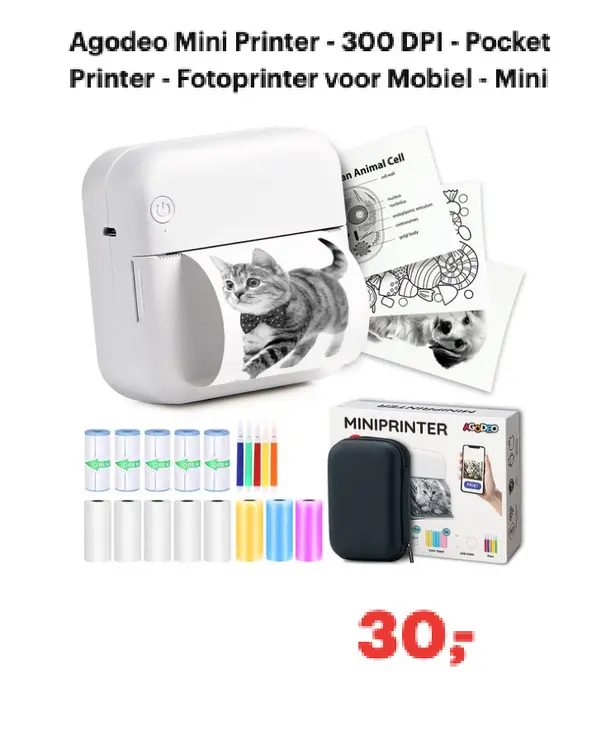 Promotie: Agodeo Mini Printer - 300 DPI - Pocket Printe
