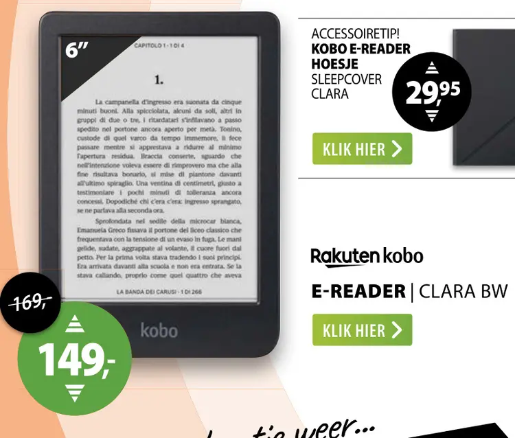 Aanbieding: E-reader clara bw