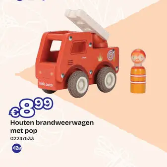 Aanbieding: Little Dutch - Houten Brandweerwagen FSC met pop