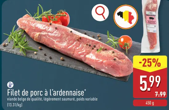 Offre: Filet de porc à l'ardennaise