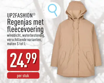 Promotie: Regenjas met fleecevoering