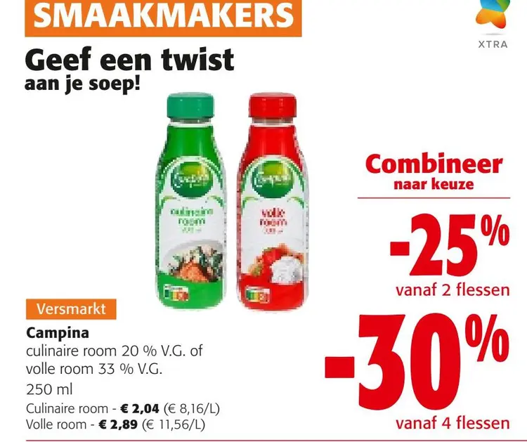 Aanbieding: Campina culinaire room of volle room