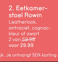 Aanbieding: Eetkamerstoel Rowin - stof - antraciet