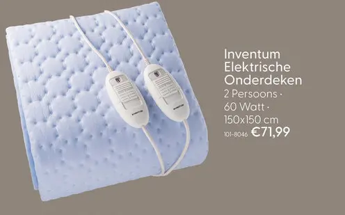 Aanbieding: Inventum elektrische onderdeken 2-persoons HN236i 150 x 150 cm 60W
