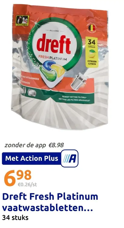 Promotie: Dreft Fresh Platinum vaatwastabletten...