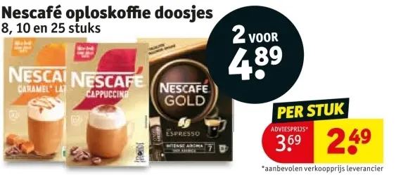 Aanbieding: Nescafé oploskoffie doosjes