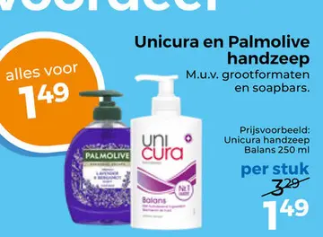 Aanbieding: Unicura en Palmolive handzeep