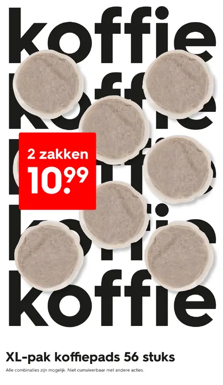 Promotie: XL-pak koffiepads 56 stuks