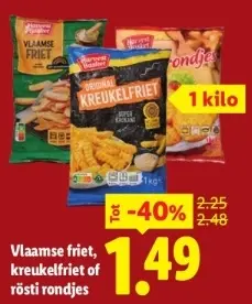 Aanbieding: Vlaamse friet, kreukelfriet of rösti rondjes