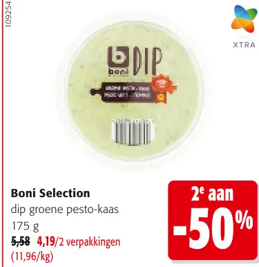 Promotie: dip groene pesto-kaas