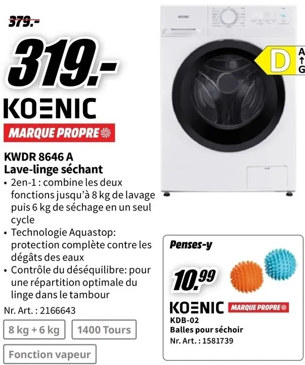 Offre: Lave-linge séchant
