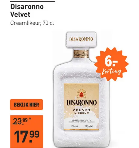 Aanbieding: Disaronno Velvet 70CL