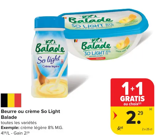 Offre: Beurre ou crème So Light