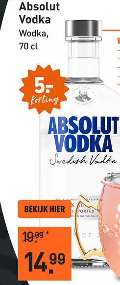 Aanbieding: Absolut Vodka 70CL