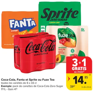 Offre: Coca-Cola, Fanta et Sprite ou Fuze Tea