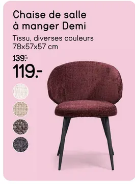 Offre: Chaise de salle à manger Demi - bordeaux