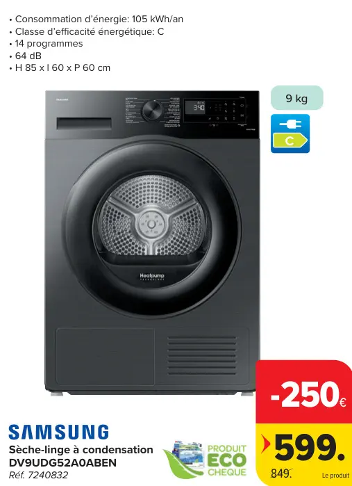 Offre: Sèche-linge à condensation DV9UDG52A0ABEN