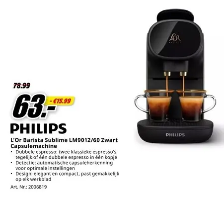 Promotie: L'Or Barista Sublime LM9012/60 Zwart Capsulem