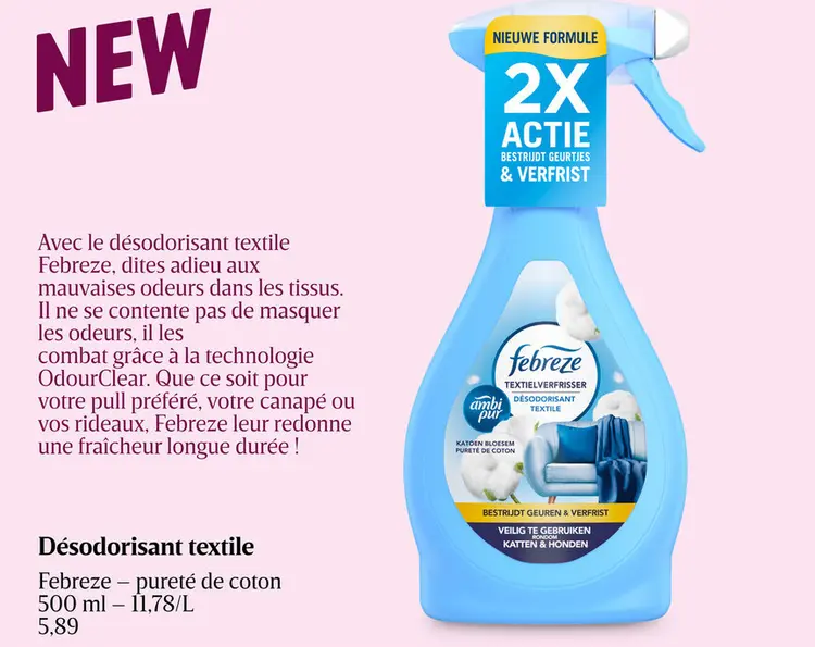 Offre: Désodorisant textile Febreze - pureté de coto
