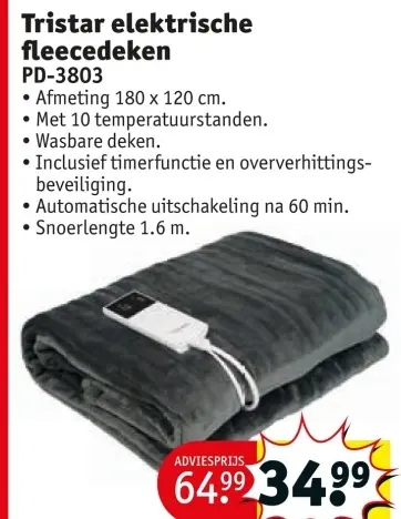 Aanbieding: Elektrische fleecedeken