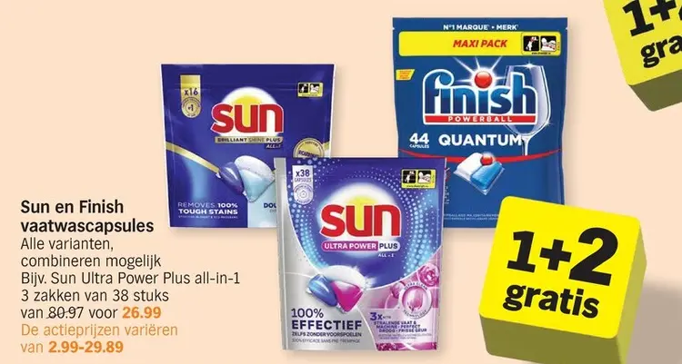 Promotie: Sun en Finish vaatwascapsules