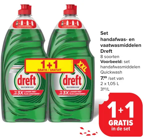 Aanbieding: handafwas- en vaatwasmiddelen Quickwash