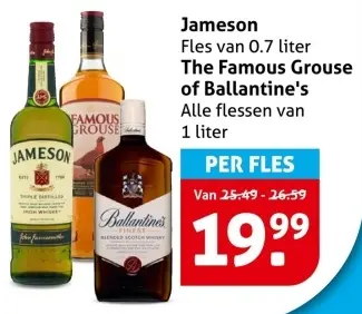 Aanbieding: Jameson, The Famous Grouse of Ballantine's