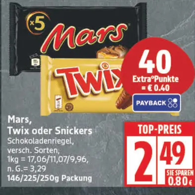 Aanbieding: Mars, Twix oder Snickers