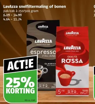 Aanbieding: LavAzza snelfiltermaling of bonen