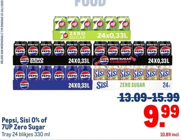 Aanbieding: Pepsi, Sisi 0% of 7UP Zero Sugar
