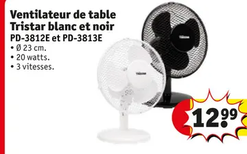 Offre: Ventilateur de table Tristar blanc et noir