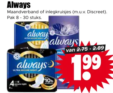 Aanbieding: Maandverband of inlegkruisjes
