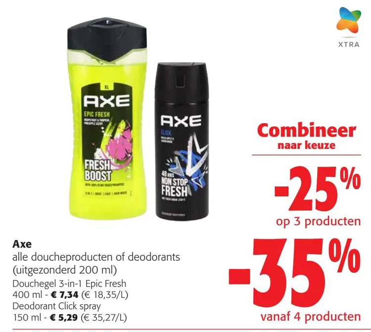 Aanbieding: Axe alle doucheproducten of deodorants