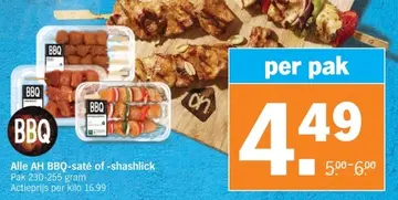 Aanbieding: Alle AH BBQ-saté of -shashlick