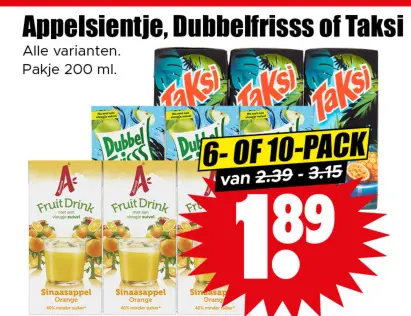 Aanbieding: Appelsientje, Dubbelfrisss of Taksi