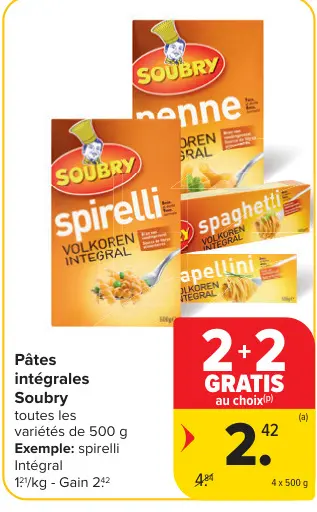 Offre: Pâtes intégrales