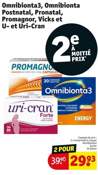 Offre: Omnibionta3, Omnibionta Postnatal, Pronatal, Promagnor, Vicks et U- et Uri-Cran