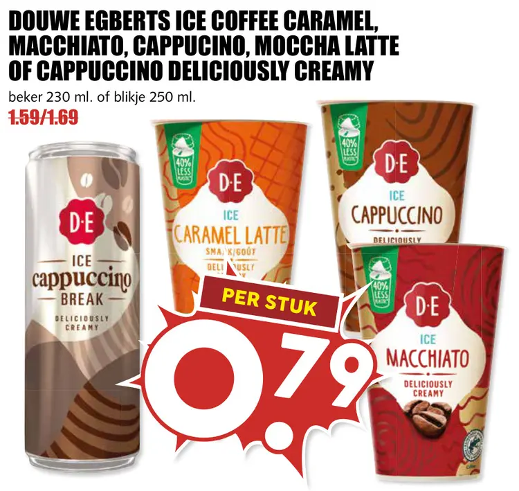 Aanbieding: Ice coffee caramel, macchiato, cappucino, moccha latte of cappuccino deliciously creamy