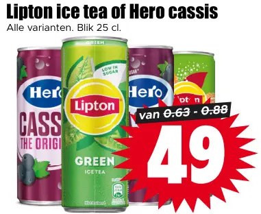 Aanbieding: Lipton ice tea of Hero cassis