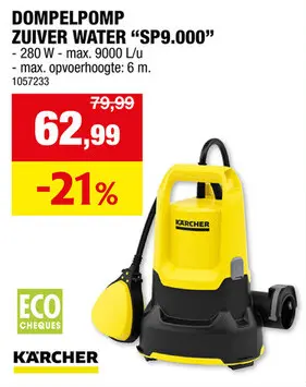 Promotie: Karcher SP 9000 vlakzuigende dompelpomp 280W