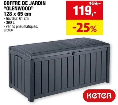 Offre: Keter Glenwood coffre de jardin 128x65x61 cm anthracite