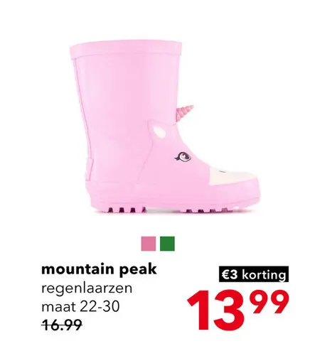 Aanbieding: Mountain Peak roze kinder regenlaarzen unicorn