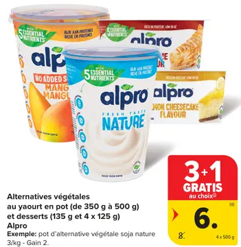 Offre: Alternatives végétales au yaourt en pot et desserts