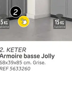 Offre: Armoire basse keter jolly gris 68x39x85 cm