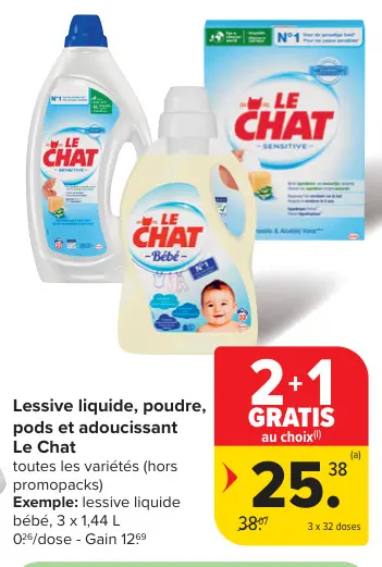Offre: Lessive liquide, poudre, pods et adoucissant