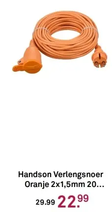 Aanbieding: Verlengsnoer Oranje 2x1,5mm